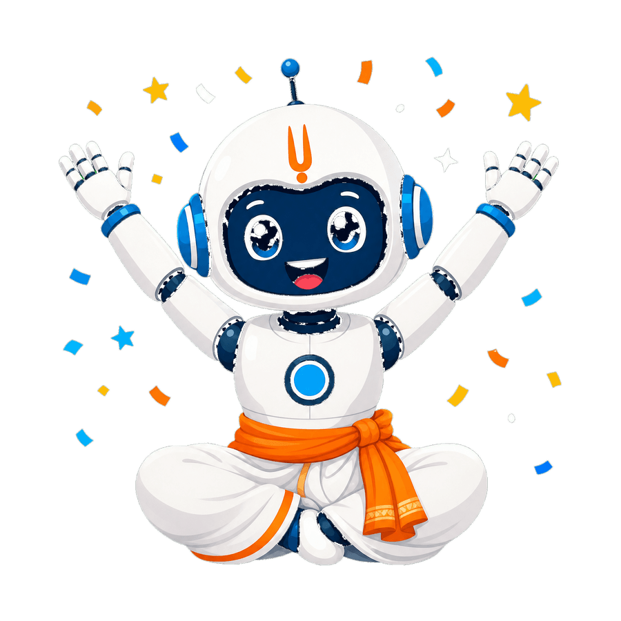 Robot Gurukul mascot celebrating Arduino learning progress